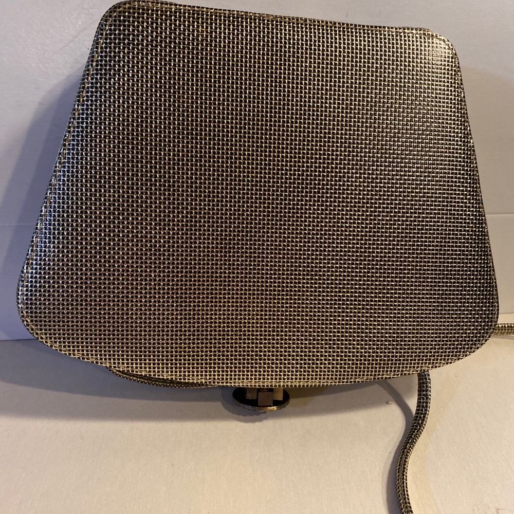 Albert Nipon Gold Textured Leather Crossbody Shou… - image 6